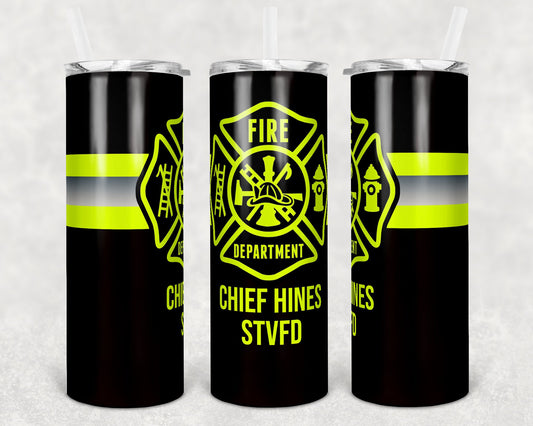 20 oz Skinny Tumbler Sublimation Design Template Firefighter Fire Dept Design