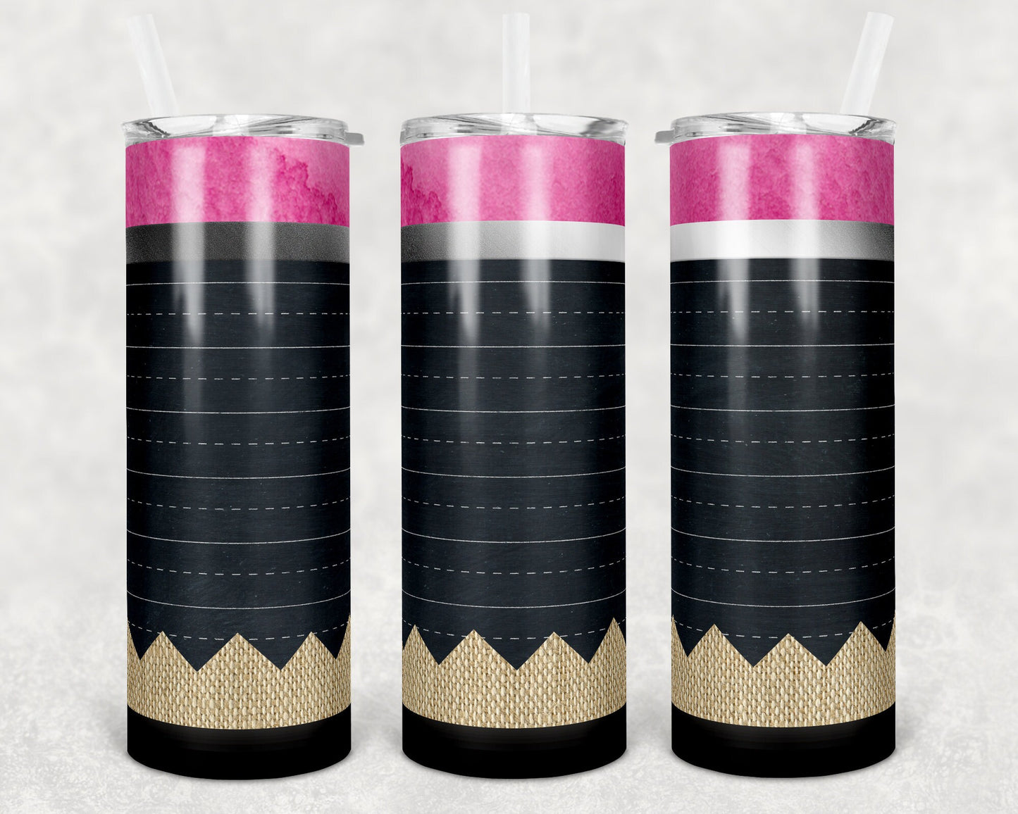 20 oz Skinny Tumbler Pencil Chalkboard Writing Paper Teacher Tumbler Sublimation Design