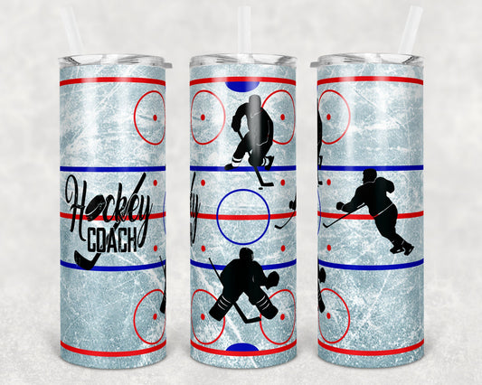 20 oz Skinny Tumbler Hockey Coach Rink Hockey Players Sublimation Design Print Transfer
