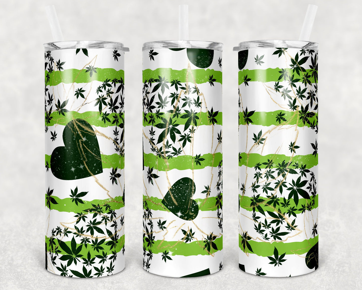 20 oz Skinny Tumbler Sublimation Design Template Cannabis Marijuana Straight and Warped Design