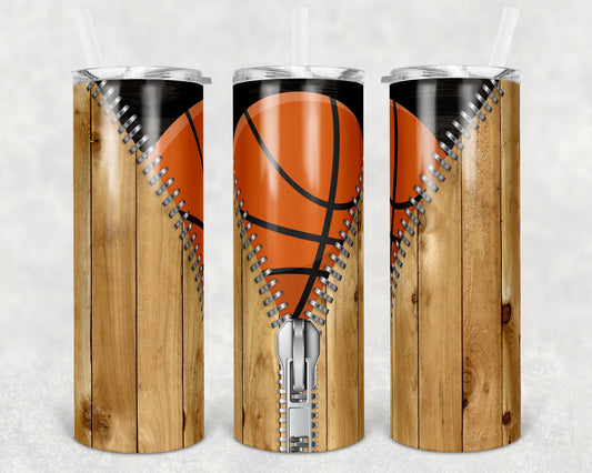 20 oz Skinny Tumbler Zipper Basketball Sublimation Design Template Design Print Transfer