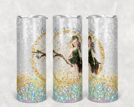 20 oz Skinny Tumbler Glitter Gold Fairy Sparkle Seamless Sublimation Design