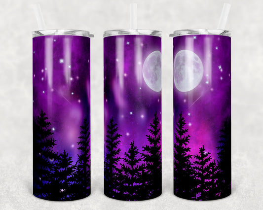 20 oz Skinny Tumbler Sublimation Design Template Galaxy Night Sky Silhouette