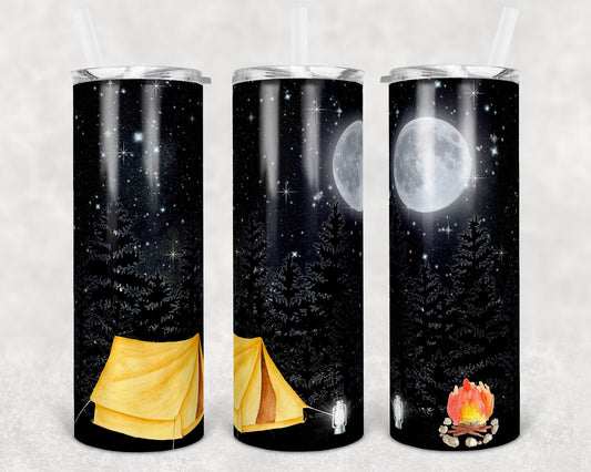 20 and 30 oz Skinny Tumbler Camping Tent Camp Night Sky Camping Sublimation