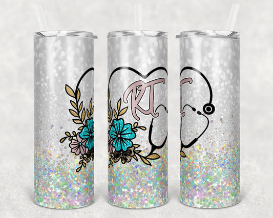 20 oz Skinny Tumbler Sublimation Design Template Glitter Respiratory Therapist Inst tumblers