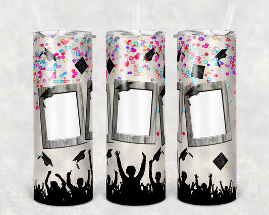 20 oz Skinny Tumbler Graduation Senior Confetti Cheer Photo Sublimation Design tumblers
