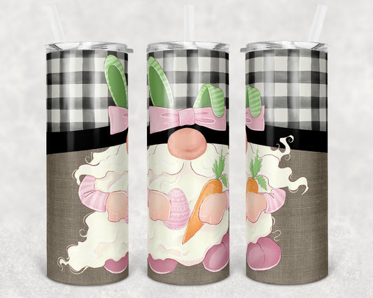 20 oz Skinny Tumbler Sublimation Design Template Gnome Easter Bunny Straight and Warped Design