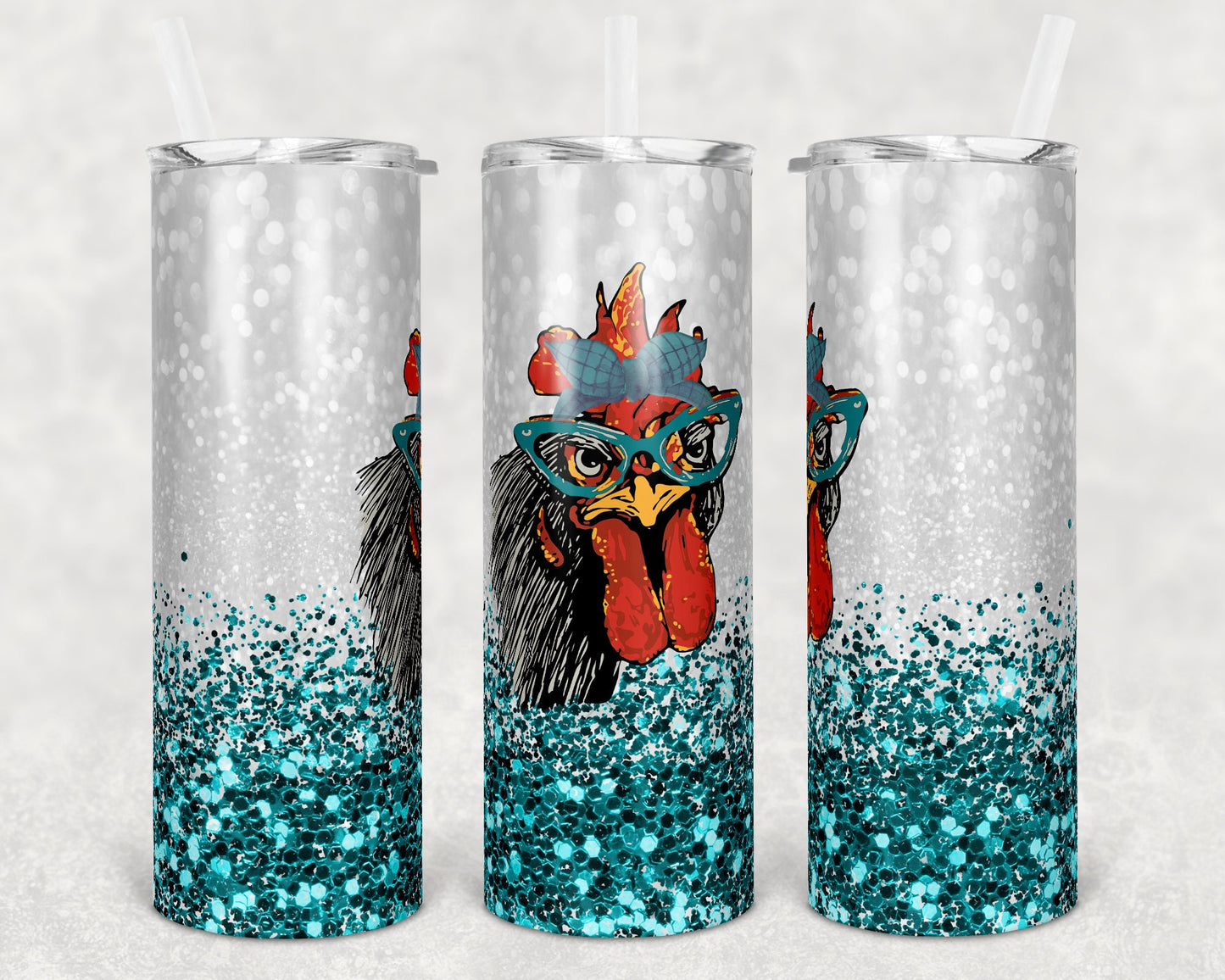 20 oz Skinny Tumbler Snarky Chicken Don't Give a Cluck and Blank Sublimation Design
