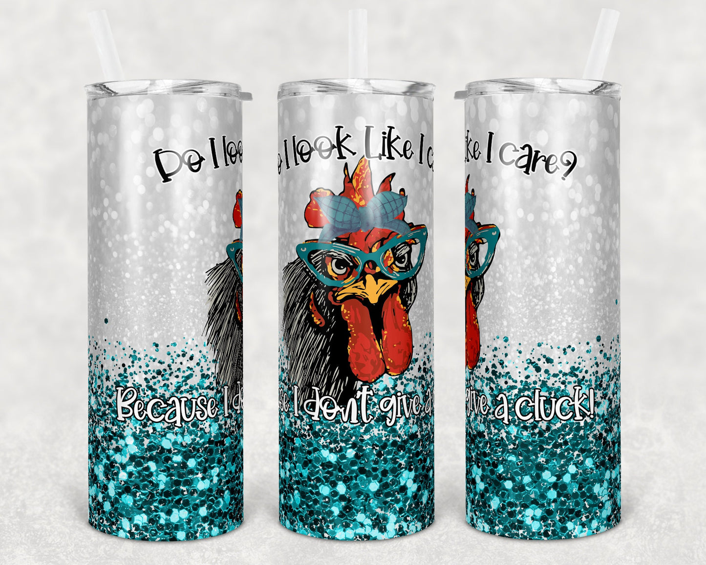 20 oz Skinny Tumbler Snarky Chicken Don't Give a Cluck and Blank Sublimation Design