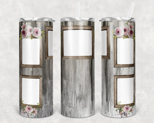 20 oz Skinny Tumbler Picture Frame Tumbler Floral photos Sublimation Design