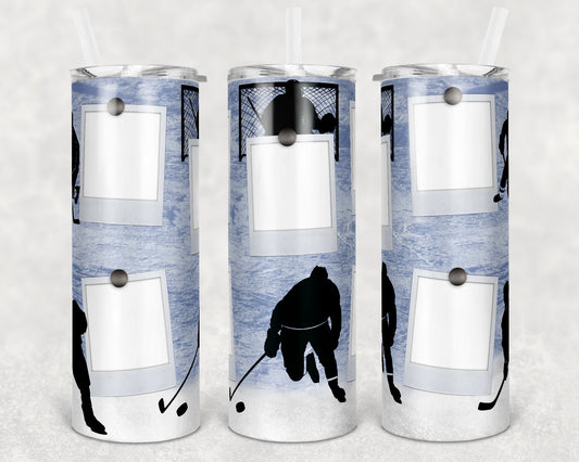 20 oz Skinny Tumbler Hockey Picture Polaroid Sublimation Design Print Transfer