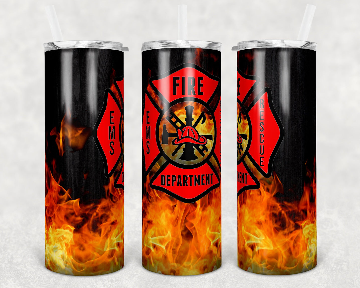 20 oz Skinny Tumbler Sublimation Design Template Firefighter Fire EMS Rescue
