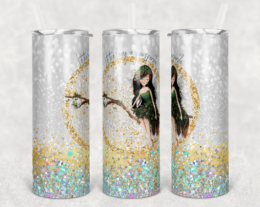 20 oz Skinny Tumbler Glitter Gold Fairy Sparkle Seamless Sublimation Design