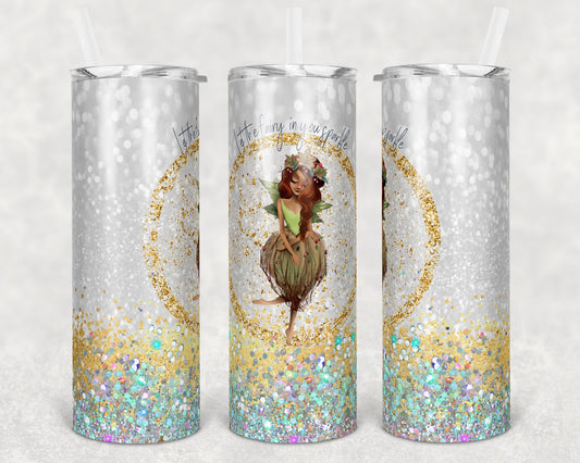 20 oz Skinny Tumbler Glitter Gold Fairy Sparkle Seamless Sublimation Design