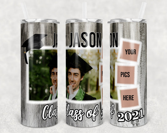 20 oz Skinny Tumbler Graduation Senior 2021 Photo Sublimation Design Print Transfer