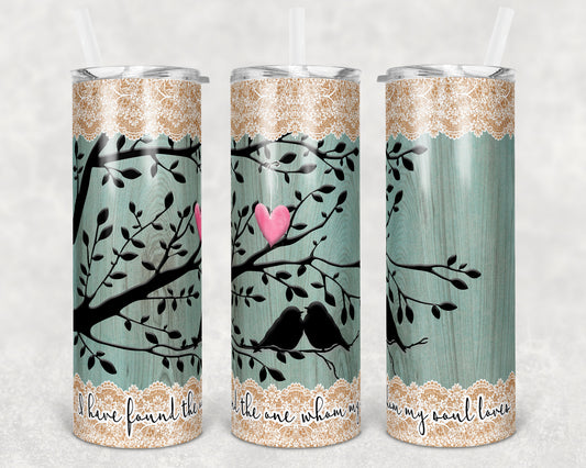 20 oz Skinny Tumbler Sublimation Design Template Love Birds Valentines Day Straight and Warped Design