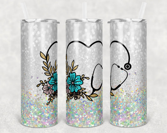 20 oz Skinny Tumbler Sublimation Design Template Glitter Nurse Inst tumblers
