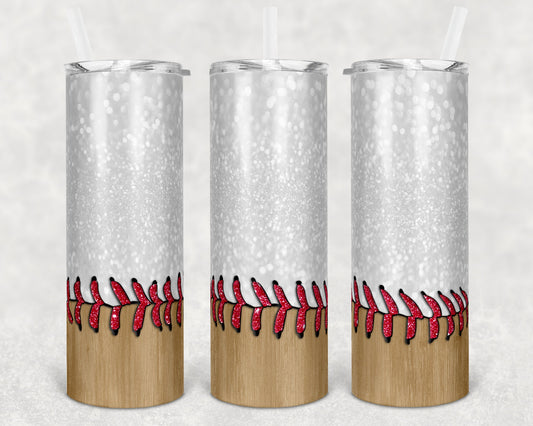 20 oz Skinny Tumbler Baseball Glitter Laces Glitter Personalize Sublimation Design Template Design