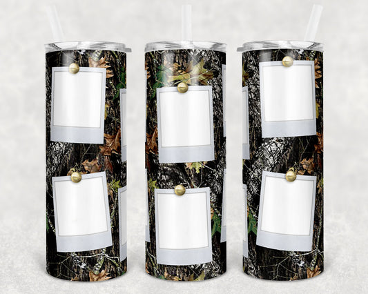 20 oz Skinny Tumbler Frame Camo Picture Real Tree 6 Picture Sublimation Design tumblers
