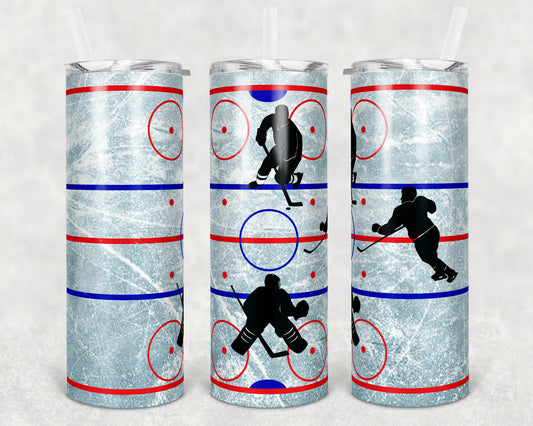 20 oz Skinny Tumbler Hockey Rink Hockey Players Sublimation Design Print Transfer