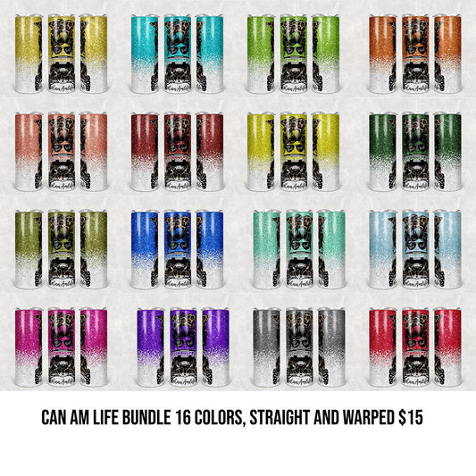 20 oz Skinny Tumbler Sublimation Design Can Am Girl Off road Life Template 16 color Faux Glitter Straight Warped Design