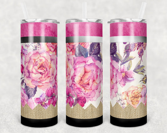 20 oz Skinny Tumbler Sublimation Design Template Pencil Floral Design Teacher Floral Pencil