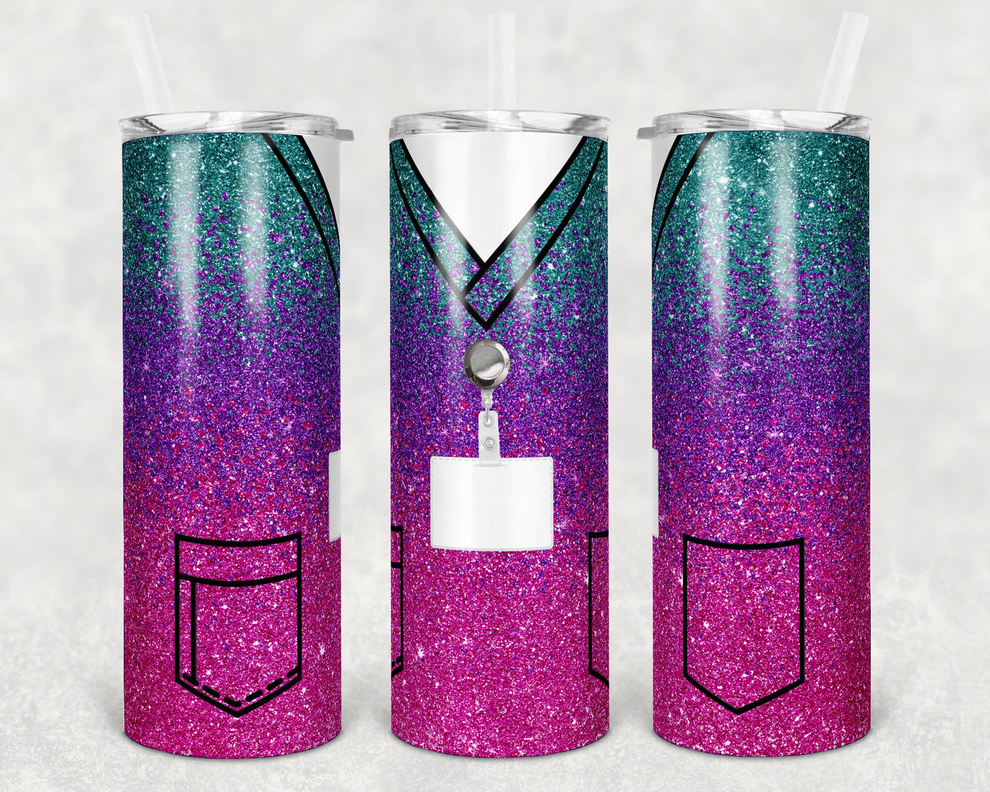 20 oz Skinny Tumbler Sublimation Design Template Glitter Nurse Scrub Top Inst tumblers