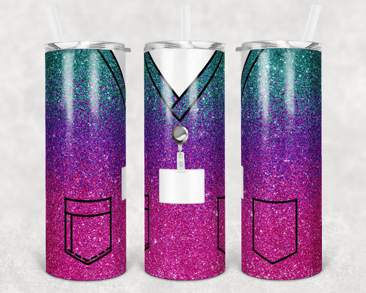 20 oz Skinny Tumbler Sublimation Design Template Glitter Nurse Scrub Top Inst tumblers