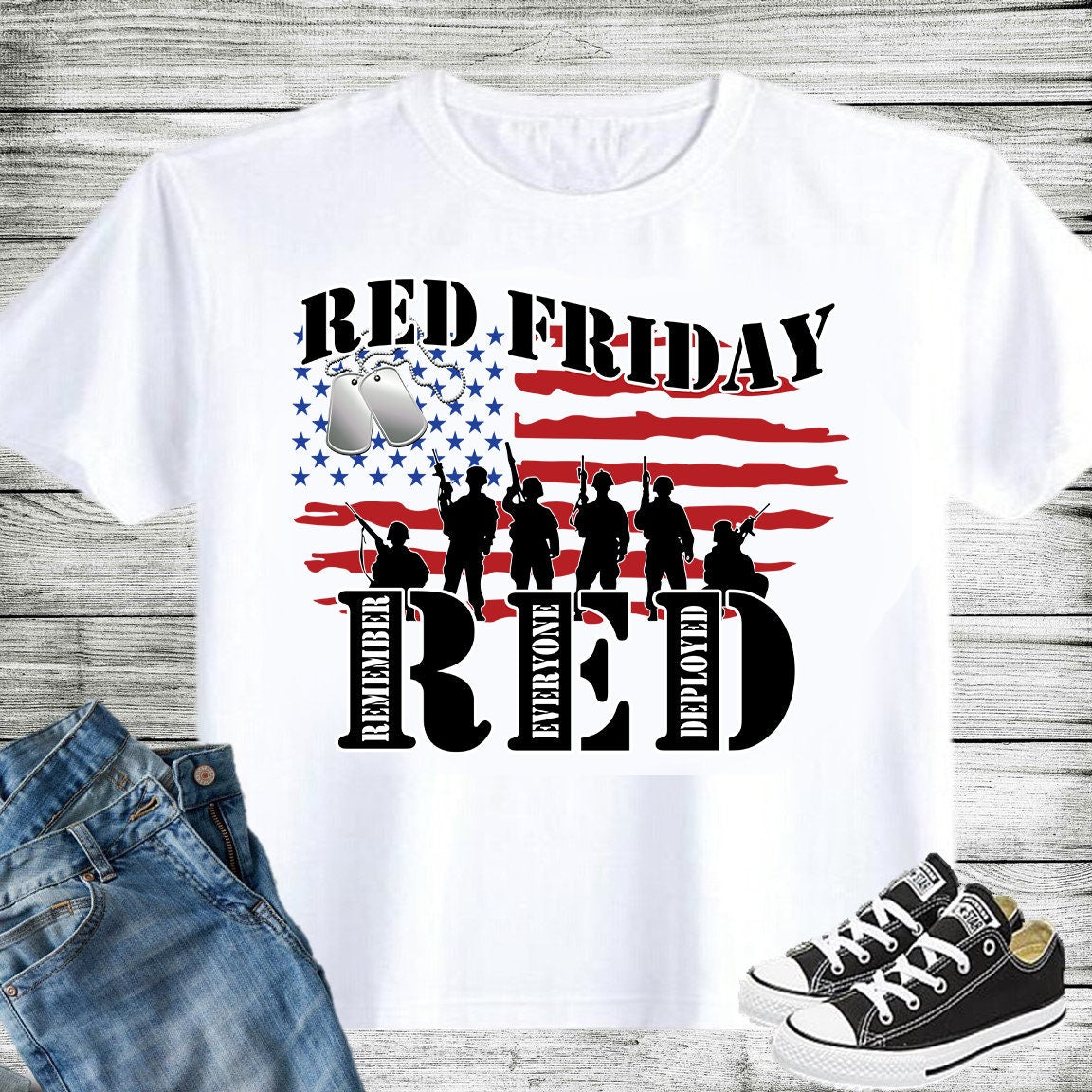 20 oz Skinny Tumbler Patriotic USA Veteran Red Friday Remember Everyone Deployed Sublimation Design