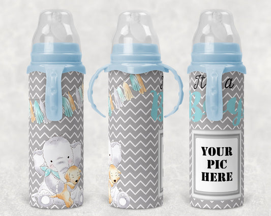 Baby Bottle Sublimation Elephant with Photo Spots Design