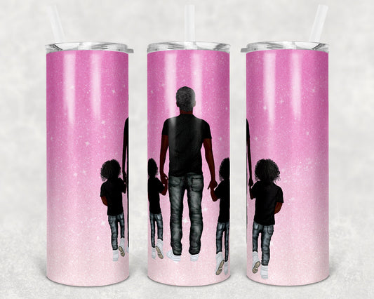 20 oz Skinny Tumbler Sublimation Design Template Glitter Ombre Pink dad and girls Straight Design