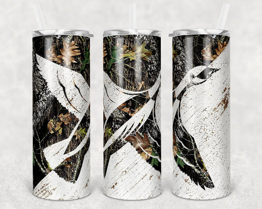 20 oz Skinny Tumbler Canadian Goose Camo and Wood Sublimation Design Print Transfer