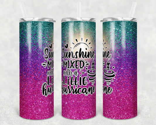 20 oz Skinny Tumbler Sunshine mixed with Hurricane Sublimation Design Print Transfer