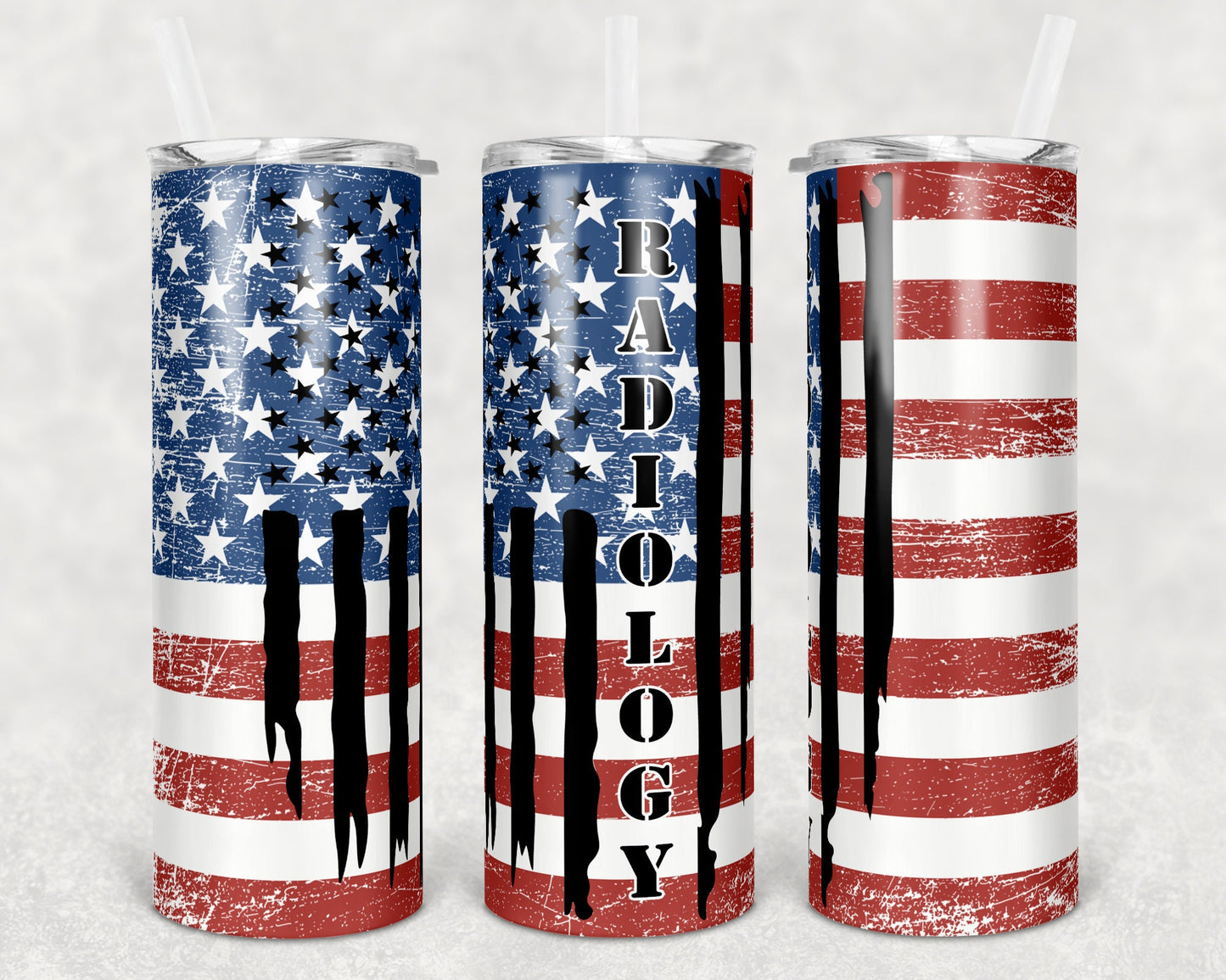 20 oz Skinny Tumbler Sublimation Design Template US Flag Radiology Design