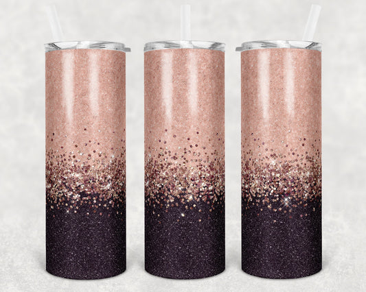 20 oz Skinny Tumbler Sublimation Design Template Rose Gold Eggplant Glitter Design Inst tumblers