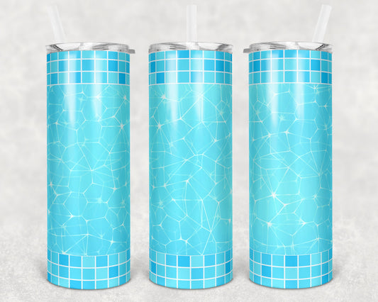 20 oz Skinny Tumbler Swimming Pool Summer Sublimation Design Print Transfer