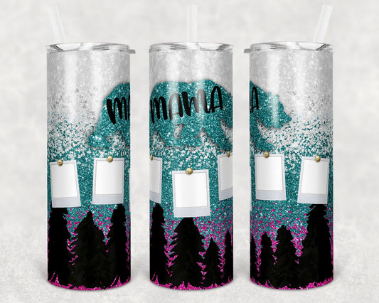 20 oz Skinny Tumbler Sublimation Design Template Mama Bear Add your own Bears Glitter Mothers Day