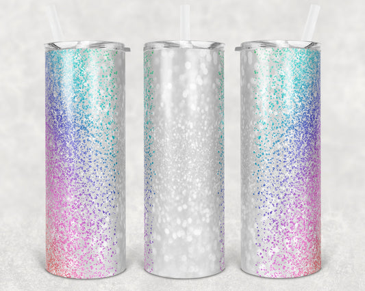 20 oz Skinny Tumbler Sublimation Design Glitter Confetti pastel glitter Straight and Warped Design