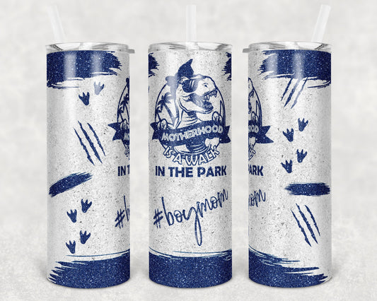 20 oz Skinny Motherhood walk in the Park Blue Glitter Sublimation Design Print Transfer