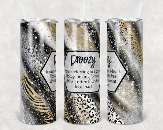 20 oz Skinny Tumbler Sublimation Template Agate Milky Way Sassy Droozy Safari Animal Print Straight and Warped Design