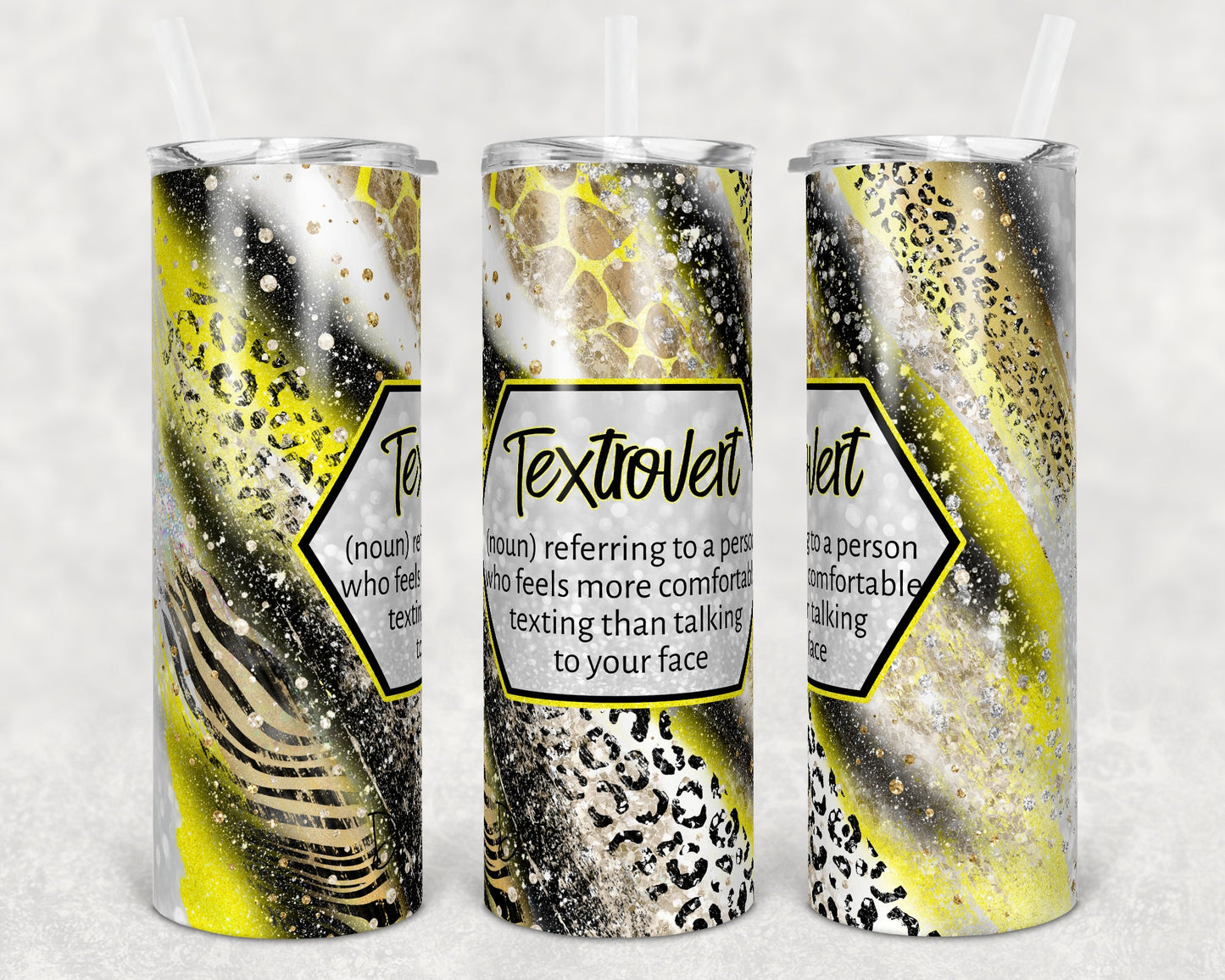 20 oz Skinny Tumbler Sublimation Template Agate Milky Way Sassy Textrovert Safari Animal Print Straight and Warped Design