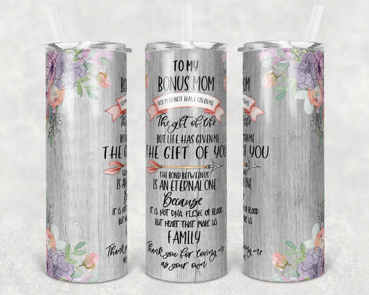 20 oz Skinny Tumbler Bonus Mom Quote Sublimation Design Mothers Day