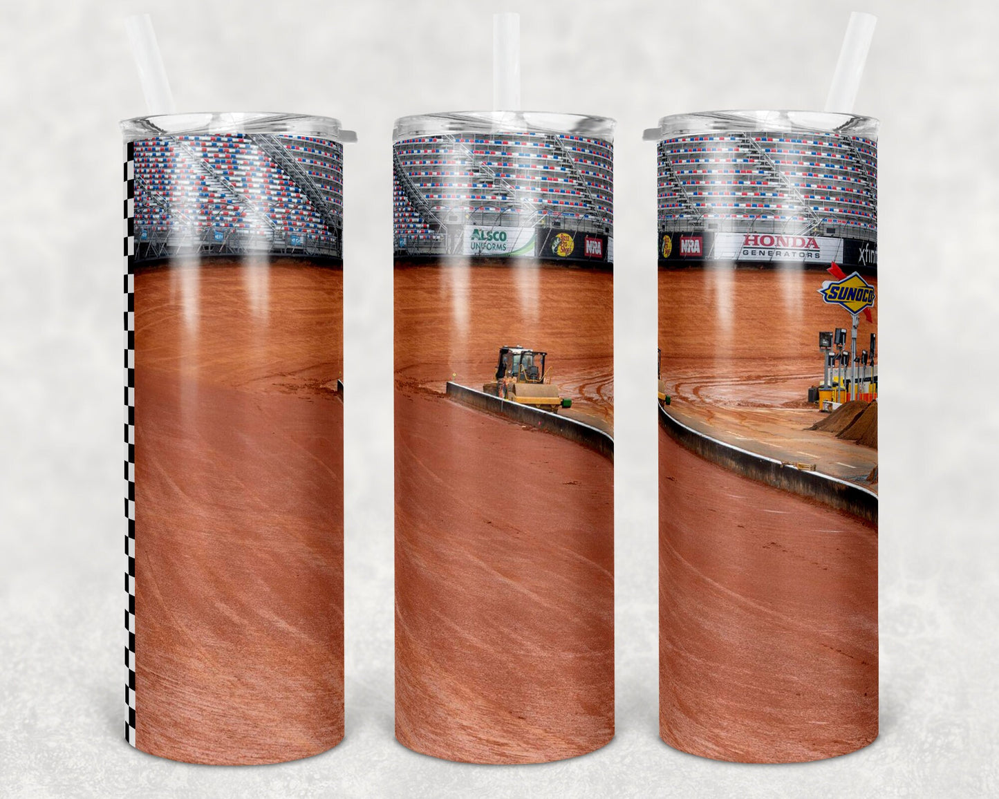 20 oz Skinny Tumbler Sublimation Design Track Dirt Racing Race Car Tumbler