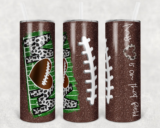 20 oz Skinny Tumbler Football Mom Heart on Field Glitter Sublimation Design Template Design