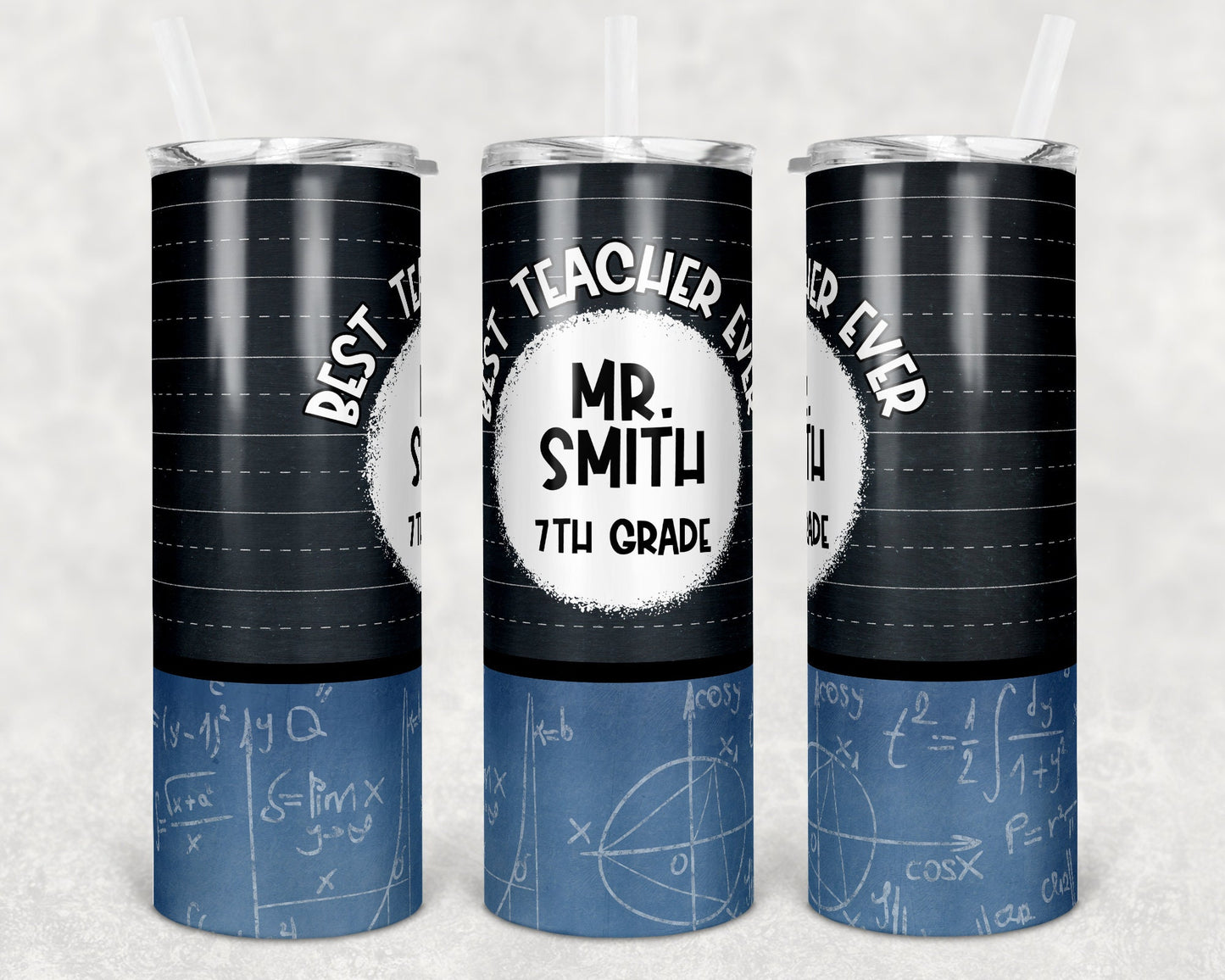 20 oz Skinny Tumbler Unisex Teacher Male Tumbler Best Teacher Ever Monogram Sublimation Design chalkboard