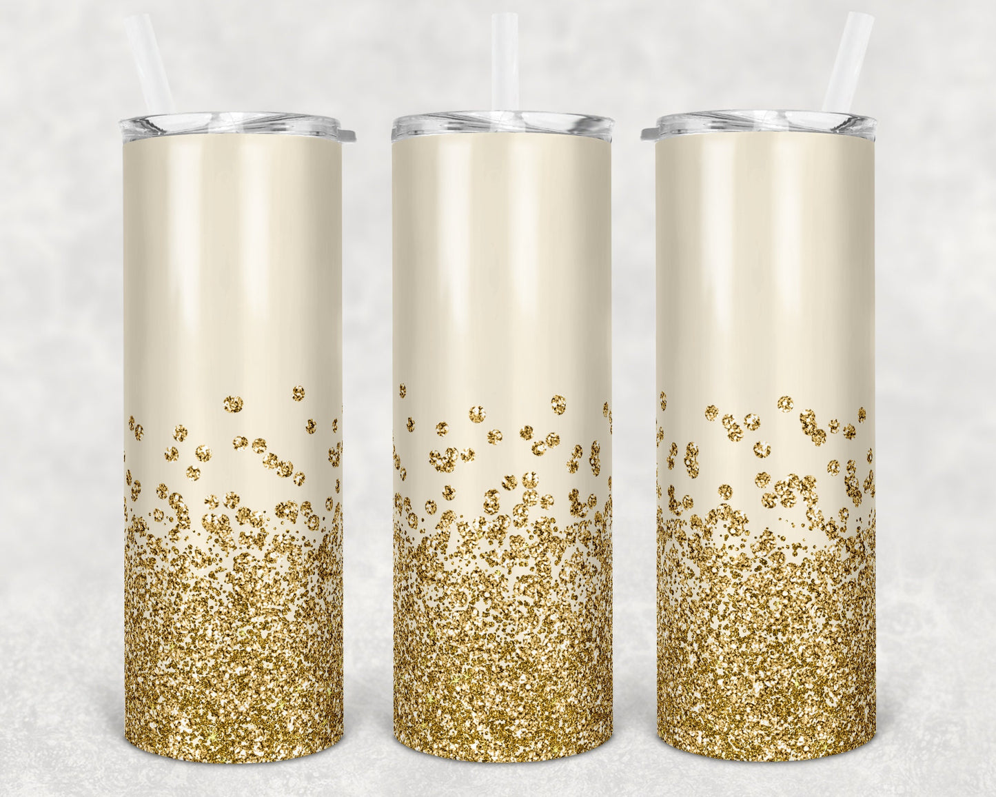 20 oz Skinny Tumbler Sublimation Design Template Beige and Gold Glitter Design Inst tumblers