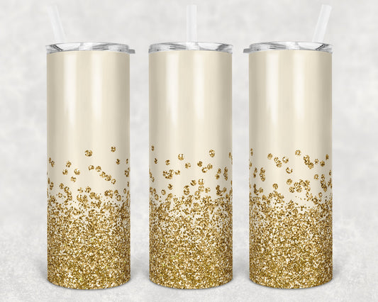 20 oz Skinny Tumbler Sublimation Design Template Beige and Gold Glitter Design Inst tumblers