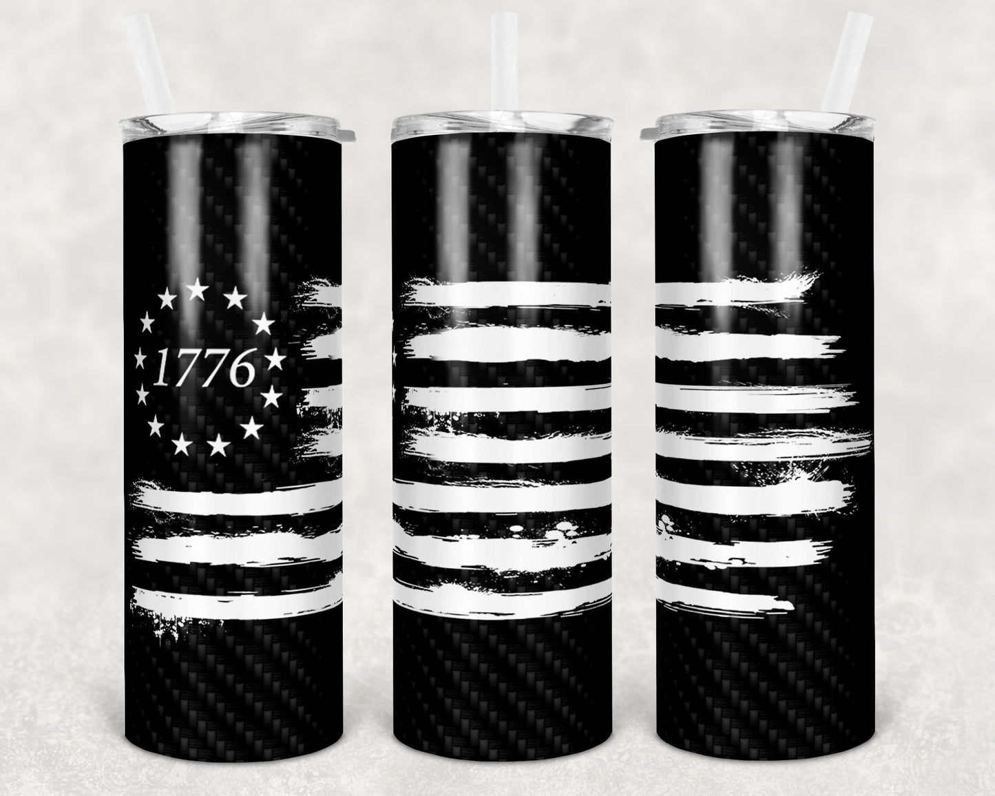 20 oz Skinny Tumbler Sublimation Design Template 1776 Flag Distressed Design