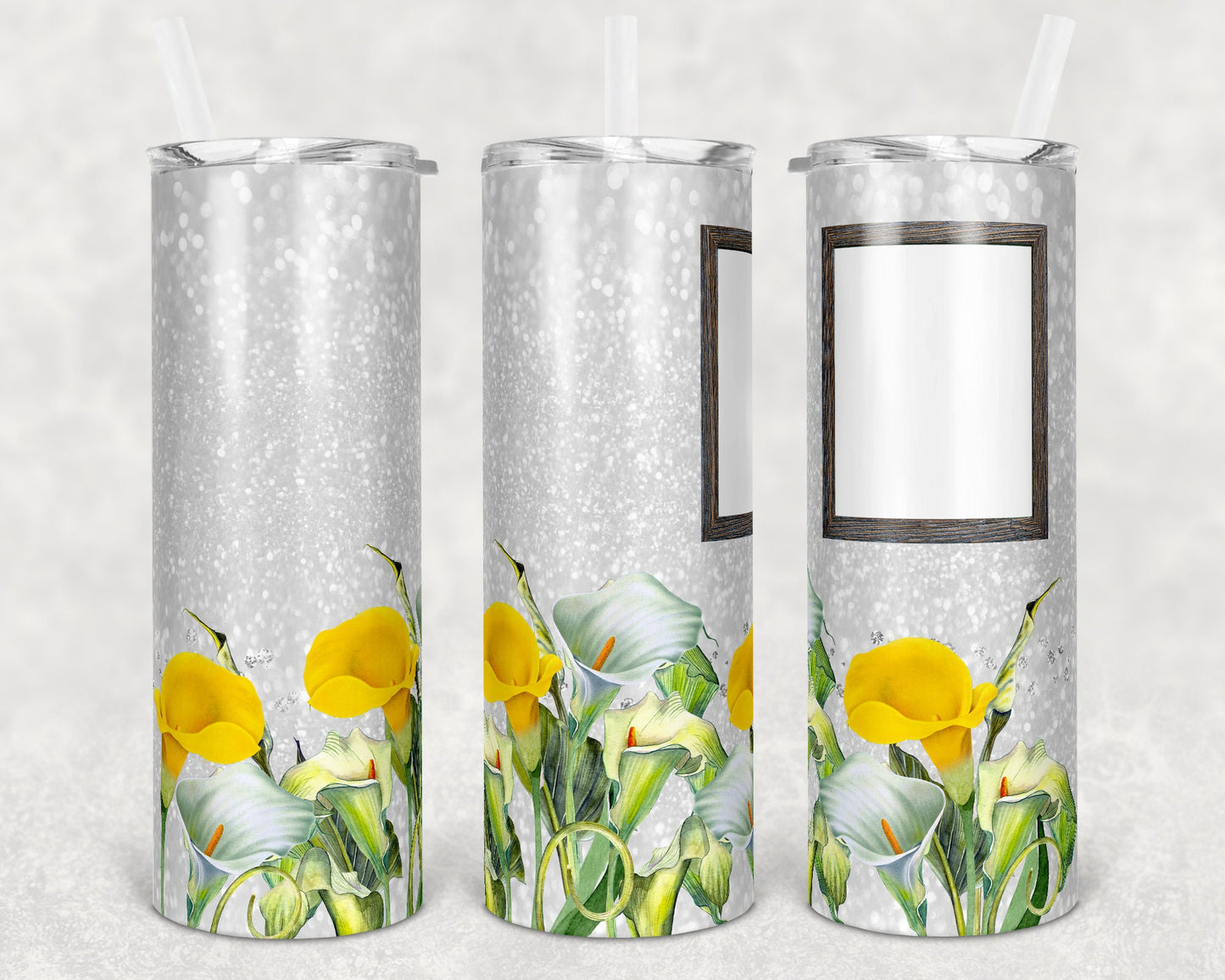 20 oz Skinny Tumbler Glitter Calla Lily First my Mother Forever my Friend Blank Sublimation Design