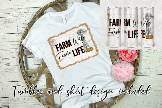 20 oz Skinny Tumbler Sublimation Farm Print Farm Life Farm Wife Design
